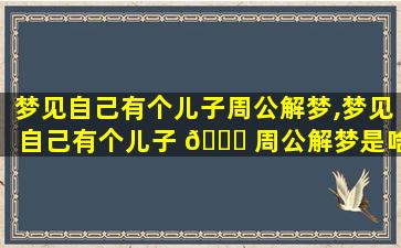 梦见自己有个儿子周公解梦,梦见自己有个儿子 💐 周公解梦是啥意思